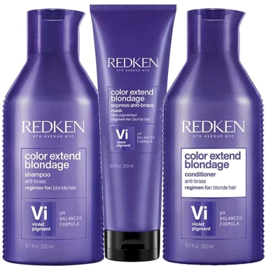 Redken Color Extend Blondage produktsortiment – shampoo, conditioner og maske