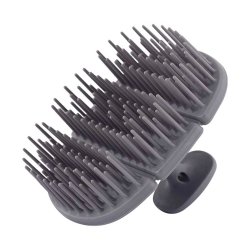 ErgoSilk hovedbundsb�rste i gr� &ndash; b�redygtig hovedbundsmassageb�rste i genanvendt TPEE med s�lvioner.